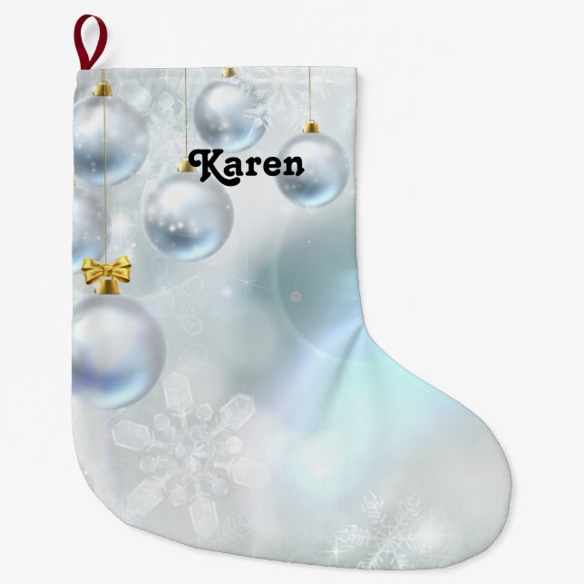 Weihnachtsschmuck und Schneeflocken Weihnachtsstoc Großer Weihnachtsstrumpf (Vorderseite)