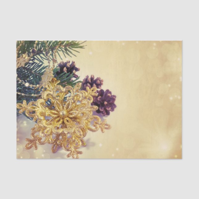 Weihnachtsschmuck und violette Blumen Seidenpapier (Vorderseite)