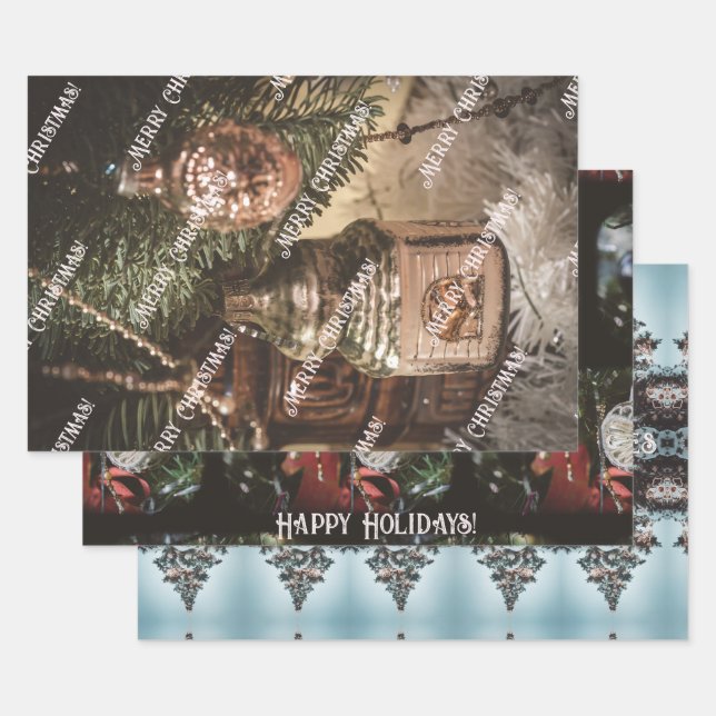 Weihnachtsschmuck und Weihnachtsbaum Geschenkpapier Set (Set)