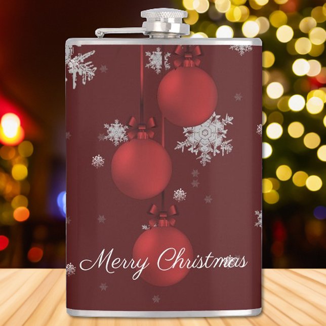 Weihnachtsschmuck Weihnachtsfass Flachmann (Red Christmas Ornaments Holiday Flask)