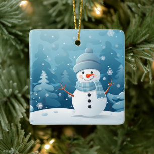 Weihnachtsschmuck-Winter Snowman Szene Keramikornament