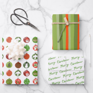 Weihnachtsschmuck Xmas Streifen Vielfalt Geschenkpapier Set