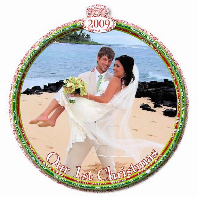 Weihnachtsschmuck zum ersten Mal Weihnachten Fotoskulptur Ornament (Vorne)