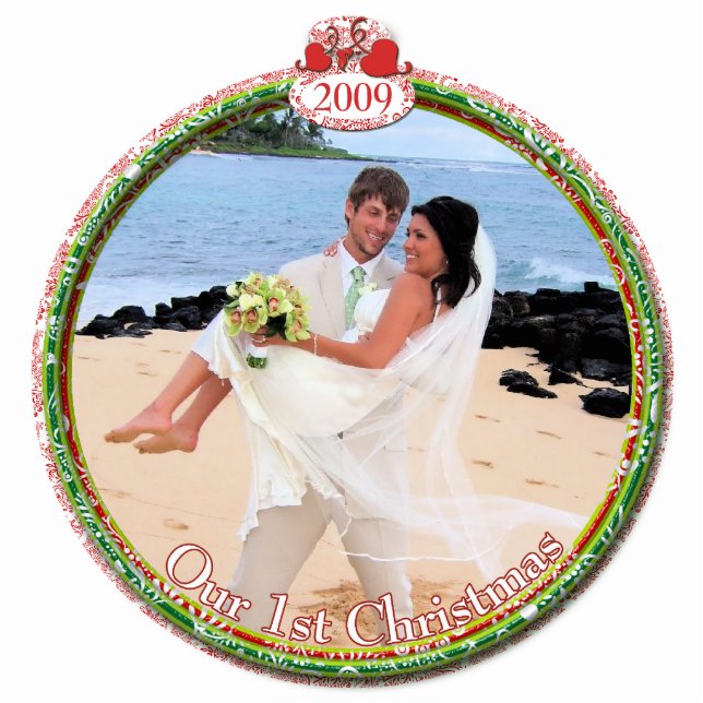 Weihnachtsschmuck zum ersten Mal Weihnachten Fotoskulptur Ornament (Vorne)
