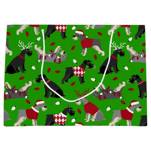 Weihnachtsschnauzer Große Geschenktasche Geschenktüte (Vorderseite)
