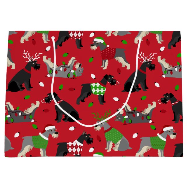 Weihnachtsschnauzer Große Geschenktasche Geschenktüte (Vorderseite)