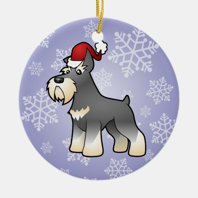 WeihnachtsSchnauzer Keramikornament (Vorne)