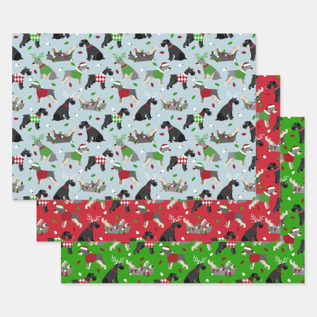 Weihnachtsschnauzer Wrapping Paper Sheets Geschenkpapier Set (Set)