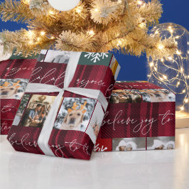 Weihnachtsschnee 8 Fotos Gitter Collage Rot karier Geschenkpapier