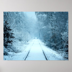 Weihnachtsschnee auf Eisenbahnstrecken Poster