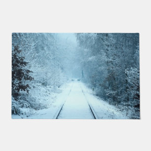 Weihnachtsschnee auf Eisenbahnwegen Fußmatte
