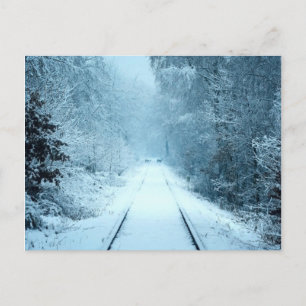Weihnachtsschnee auf Eisenbahnwegen Postkarte