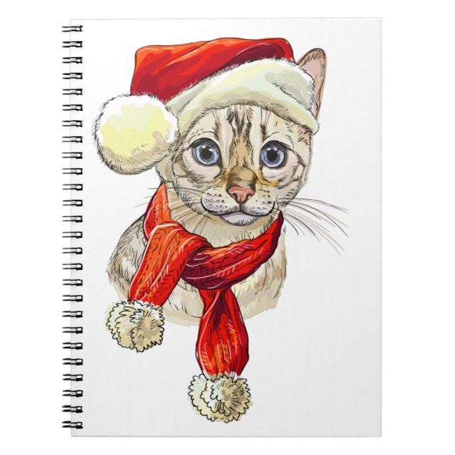 Weihnachtsschnee Bengalische Katze T - Shirt Kinde Notizblock (Vorderseite)