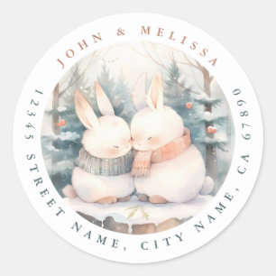 Weihnachtsschnee Bunnies Round Stickers