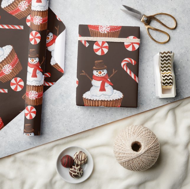 Weihnachtsschnee Cupcake Geschenkpapier (Kunsthandwerk)