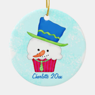 Weihnachtsschnee Cupcake Name Personalisiert Keramikornament