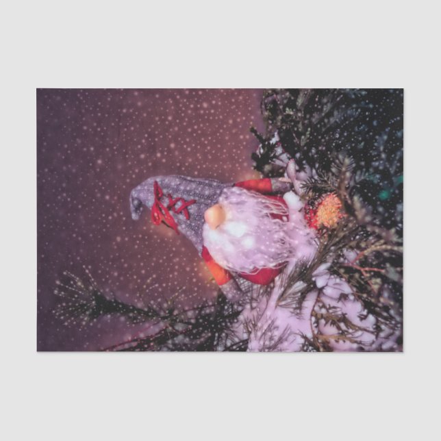 Weihnachtsschnee Glitzer Rustikales Gnome Seidenpapier (Vorderseite)