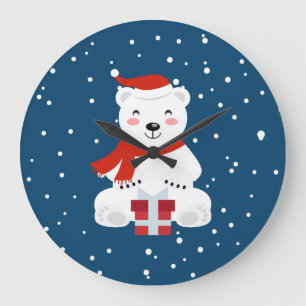 Weihnachtsschnee Große Wanduhr