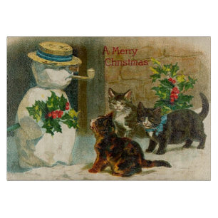 Weihnachtsschnee & Katzen Schneidebrett