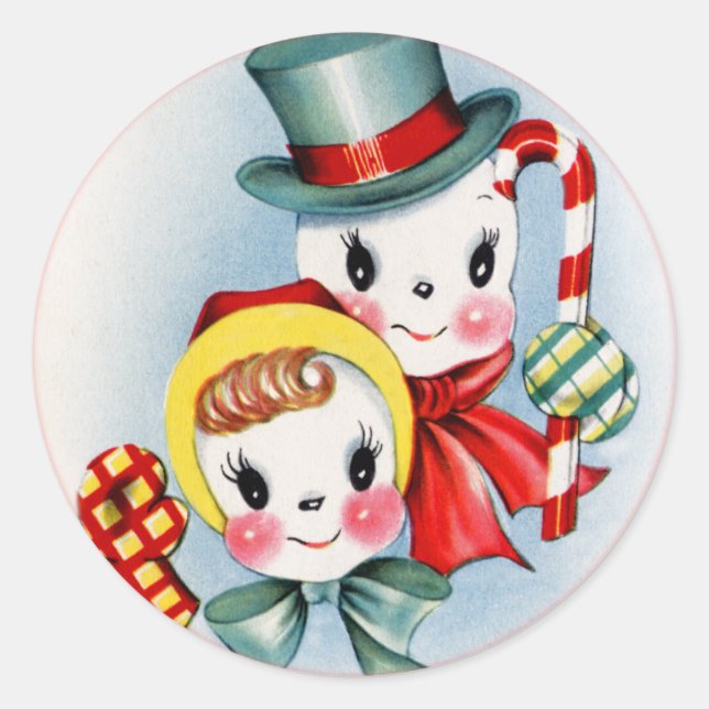 Weihnachtsschnee Leute Sticker (Vorderseite)