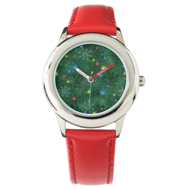Weihnachtsschnee-Lichter Armbanduhr (Vorderseite)