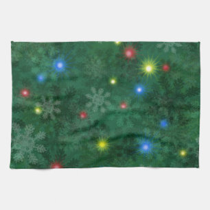 Weihnachtsschnee-Lichter Geschirrtuch