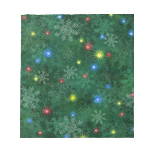 Weihnachtsschnee-Lichter Notizblock (Vorderseite)