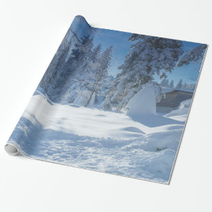 Weihnachtsschnee mit Glitzer Geschenkpapier