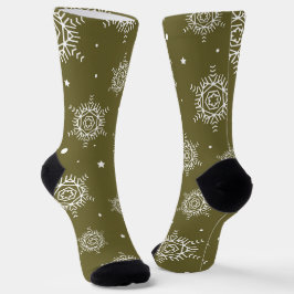 Weihnachtsschnee und grüner Baum Socken