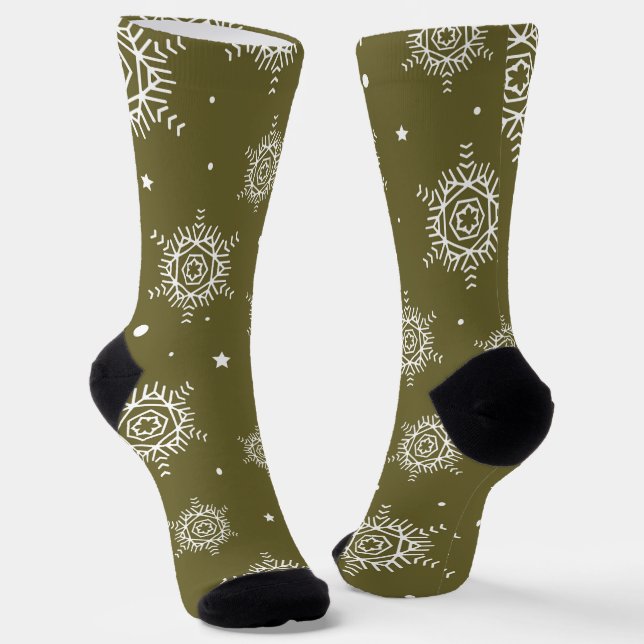 Weihnachtsschnee und grüner Baum Socken (Gewinkelt)