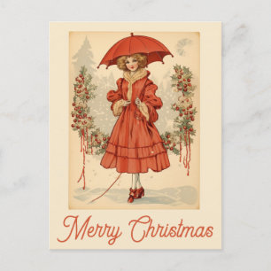 Weihnachtsschnee Viktorianische Frau Postkarte