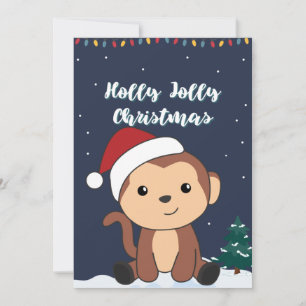 Weihnachtsschnee Wintertiere Affen Holid Feiertagskarte