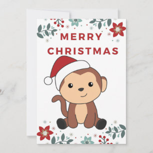 Weihnachtsschnee Wintertiere Affen Holid Feiertagskarte