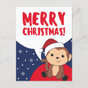 Weihnachtsschnee Wintertiere Affen Holid Feiertagspostkarte