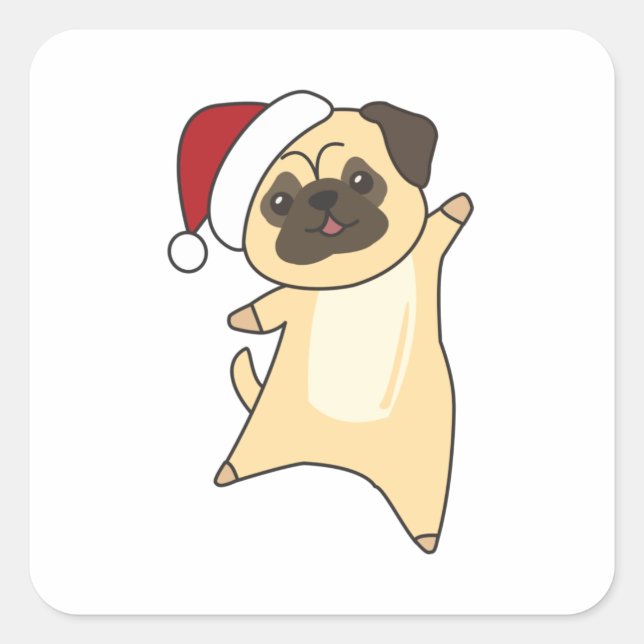 Weihnachtsschnee Wintertiere Hunde Quadratischer Aufkleber (Vorderseite)
