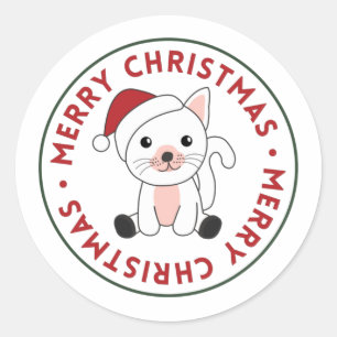 Weihnachtsschnee Wintertiere Katzen Classic Rou Runder Aufkleber