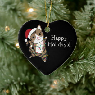 Weihnachtsschnee Wintertiere Katzen Keramik Ornament