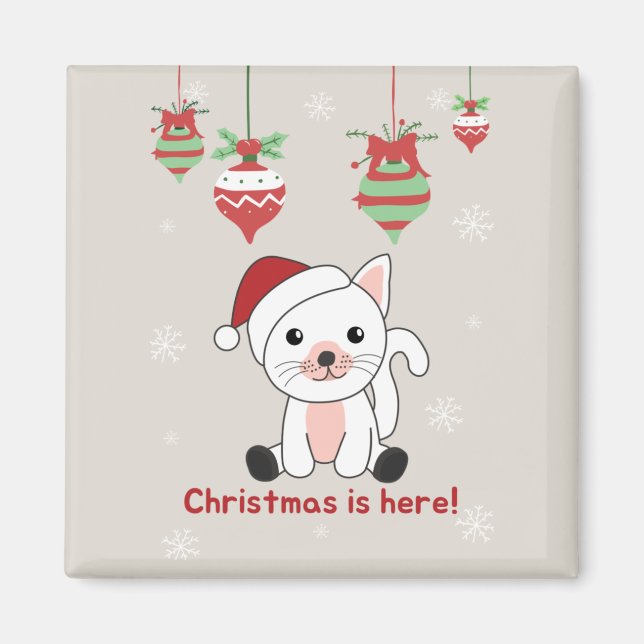 Weihnachtsschnee Wintertiere Katzen Magnet (Vorne)