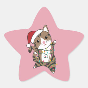 Weihnachtsschnee Wintertiere Katzen Star Sticke Stern-Aufkleber