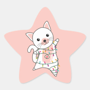 Weihnachtsschnee Wintertiere Katzen Star Sticke Stern-Aufkleber