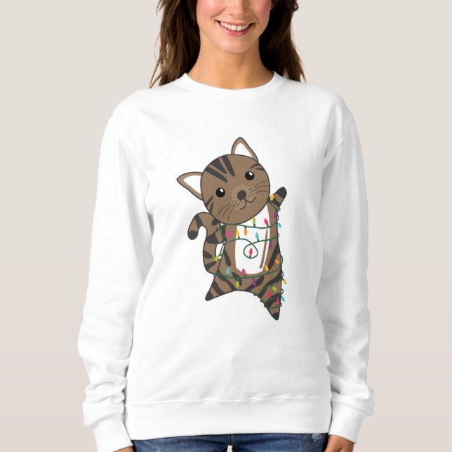 Weihnachtsschnee Wintertiere Katzen Sweatshirt (Vorderseite)
