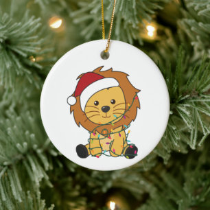 Weihnachtsschnee Wintertiere Löwen Adult Clo Keramik Ornament