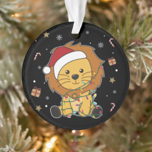 Weihnachtsschnee Wintertiere Löwen Ornament