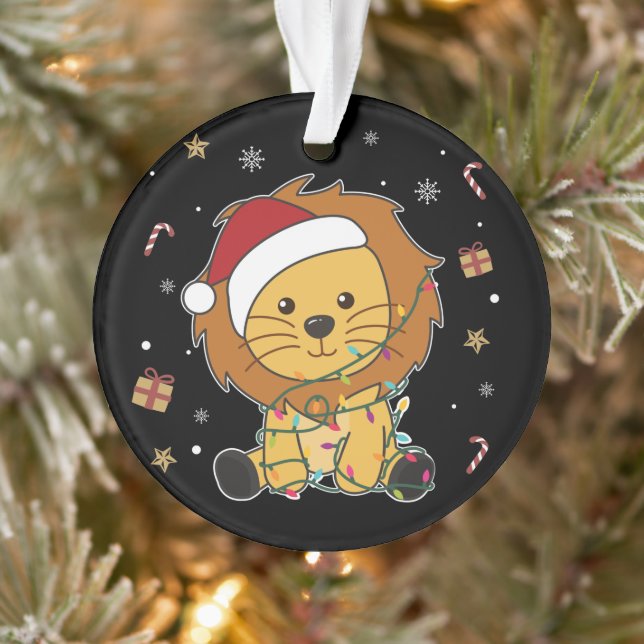 Weihnachtsschnee Wintertiere Löwen Ornament (Baum)