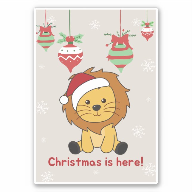 Weihnachtsschnee Wintertiere Löwen Sticker (Vorderseite)