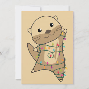 Weihnachtsschnee Wintertiere Otter Urlaub Feiertagskarte