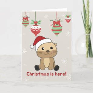 Weihnachtsschnee Wintertiere Otter Urlaub Feiertagskarte