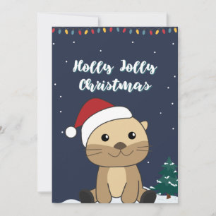 Weihnachtsschnee Wintertiere Otter Urlaub Feiertagskarte