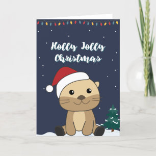 Weihnachtsschnee Wintertiere Otter Urlaub Feiertagskarte
