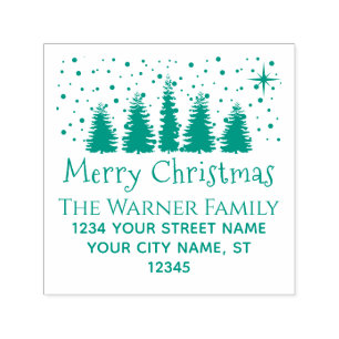 Weihnachtsschneebaumen Familienname Rücksendeadres Permastempel